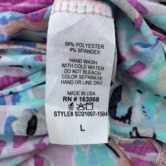 Blush Floral Long Sleeve Dress Women’s Size Large L Transitional Spring Beachy - Picture 7 of 11